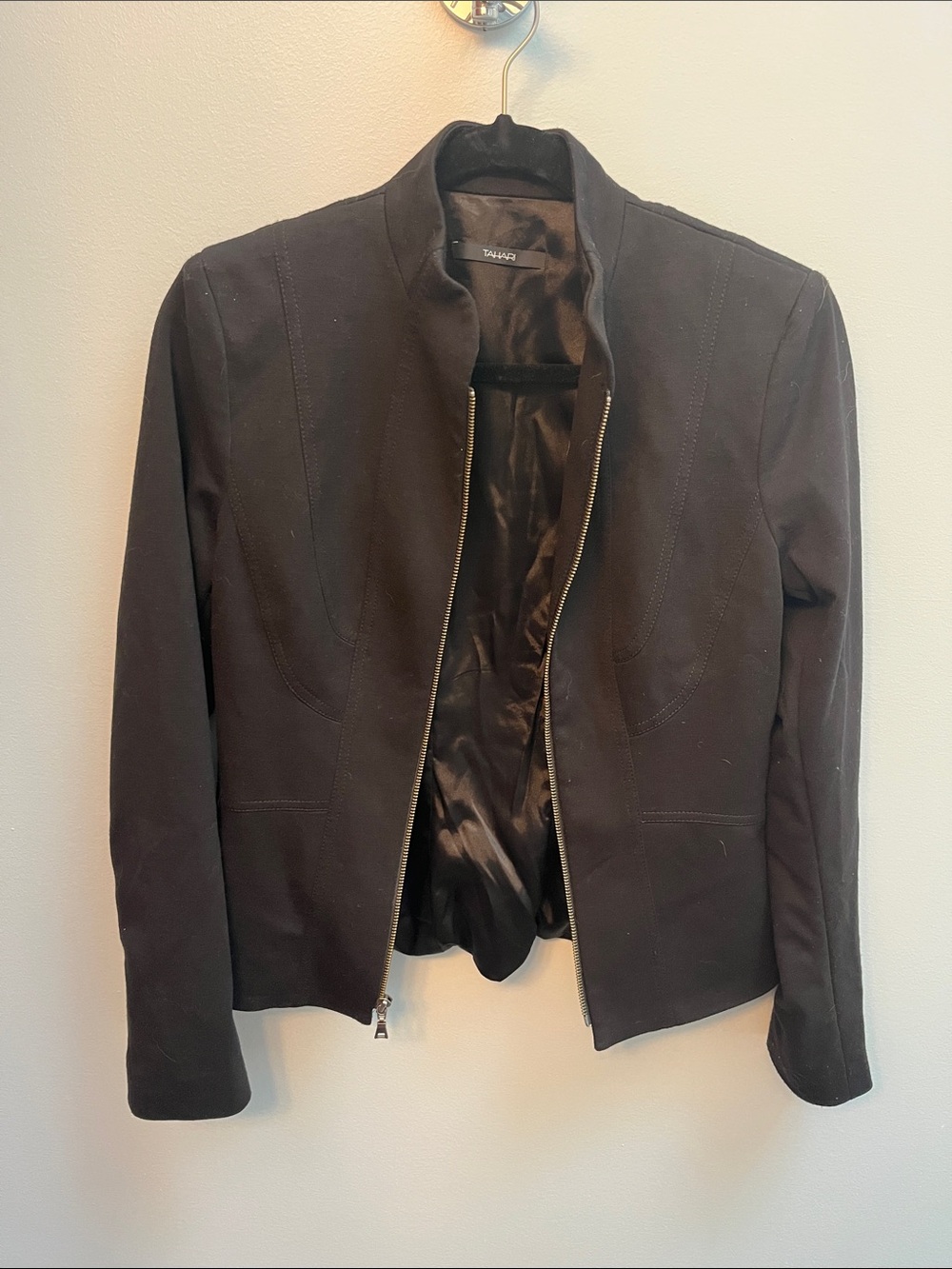 Tahari Black Zip-Front Tailored Women's Blazer